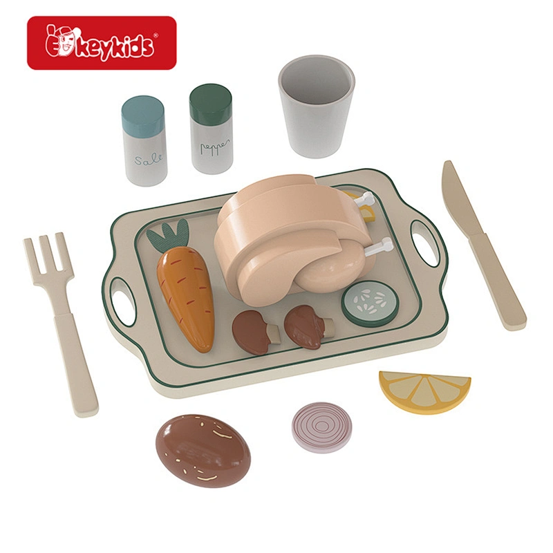 Fun Educational Wooden Roast Chicken Toy Set Funny Cooking Game Pretend Role Play Kitchen Toys Preschool Educational Toy W10D948