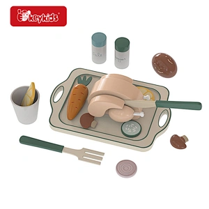 Fun Educational Wooden Roast Chicken Toy Set Funny Cooking Game Pretend Role Play Kitchen Toys Preschool Educational Toy W10D948